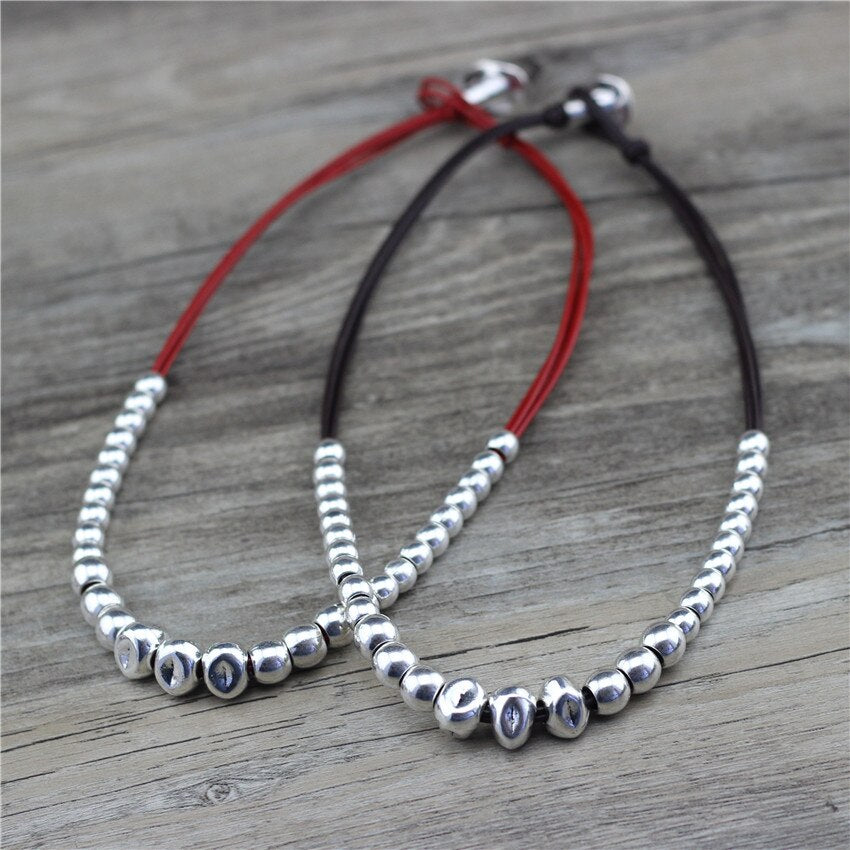 Anslow  Handamde DIY Beads Vintage Retro Leather Choker Necklace For Women Female Original Design Gift  LOW0112AN