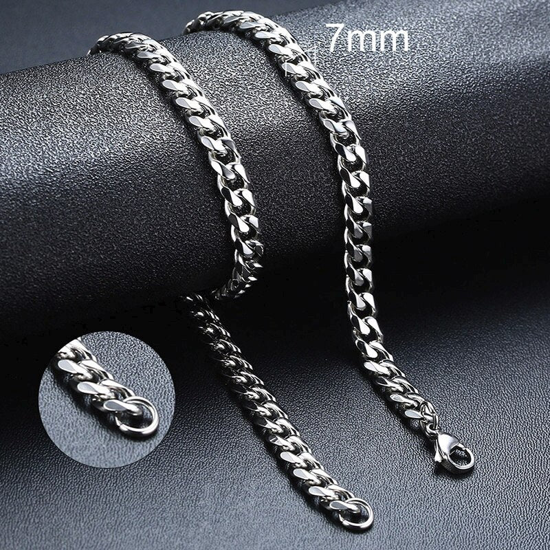 Ant Angel Basic Punk Stainless Steel Necklace for Men Women Cuban Link Chain Chokers Minimalist Choker Necklace  Jewelry