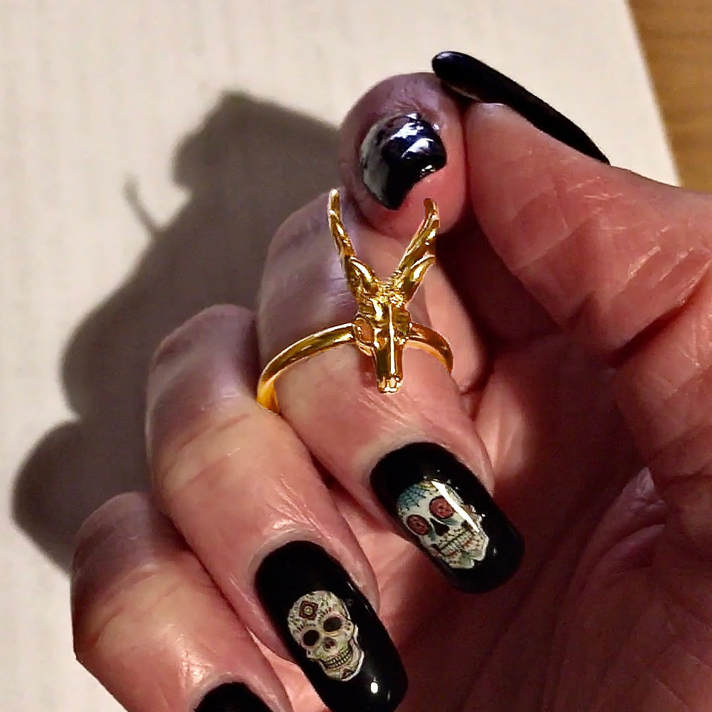 Antelope Skull Rings For Women Stainless Steel Open Vintage Gold Color Finger Ring 2023 Trend Aesthetic Jewelry anillos