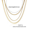 Anti-allergic Minimalist Three Layer Snake Chain Necklace For Women 18K Gold Plated Box&amp;Herringbone Chain Choker Jewelry Gift