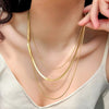 Anti-allergic Minimalist Three Layer Snake Chain Necklace For Women 18K Gold Plated Box&amp;Herringbone Chain Choker Jewelry Gift