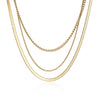 Anti-allergic Minimalist Three Layer Snake Chain Necklace For Women 18K Gold Plated Box&amp;Herringbone Chain Choker Jewelry Gift