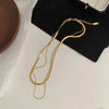 Anti-allergic Minimalist Three Layer Snake Chain Necklace For Women 18K Gold Plated Box&amp;Herringbone Chain Choker Jewelry Gift