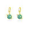 Anting-Anting Drop Planet Warna Hijau untuk Wanita Anting-Anting Enamel Baja Tahan Karat Berlapis Emas Perhiasan Pernikahan Pasangan Boucles D'oreilles