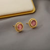Anting-Anting Kancing Opal Floral untuk Wanita Anak Perempuan Anting-Anting Warna Emas Perhiasan Pasangan Tren 2023 Hadiah Hari Valentine Arete Femme