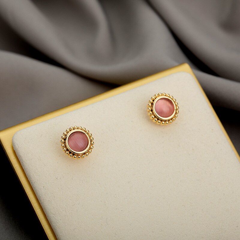 Anting-Anting Kancing Opal Floral untuk Wanita Anak Perempuan Anting-Anting Warna Emas Perhiasan Pasangan Tren 2023 Hadiah Hari Valentine Arete Femme