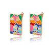 Anting-Anting Kancing Wajah Enamel Warna-warni untuk Wanita Baja Tahan Karat Anting-Anting Pesta Wanita Tren 2023 Mode Perhiasan Aksesori Mujer