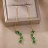 Anting-Anting Menjuntai Zircon Hijau untuk Wanita Anting-Anting Baja Tahan Karat 2023 Tren Pasangan Perhiasan Pernikahan Estetika Pendientes