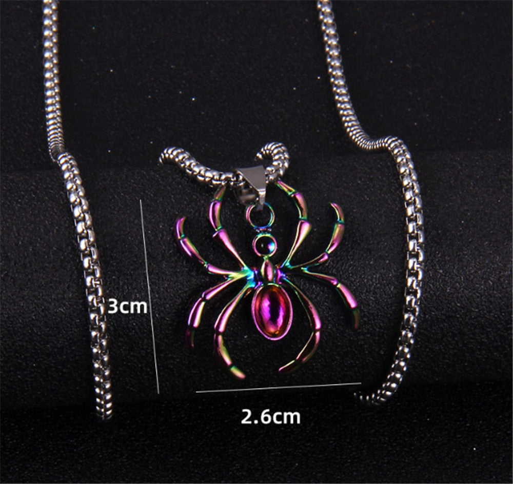 Antique Colorful Cool Know Butterfly Spider Necklace Niche Design Popular Personality Animal Pendant Necklace