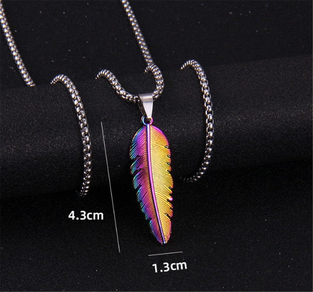 Antique Colorful Peacock Elk Horse Snowflake Feather Necklace Personality Cool Popular Pendant Necklace