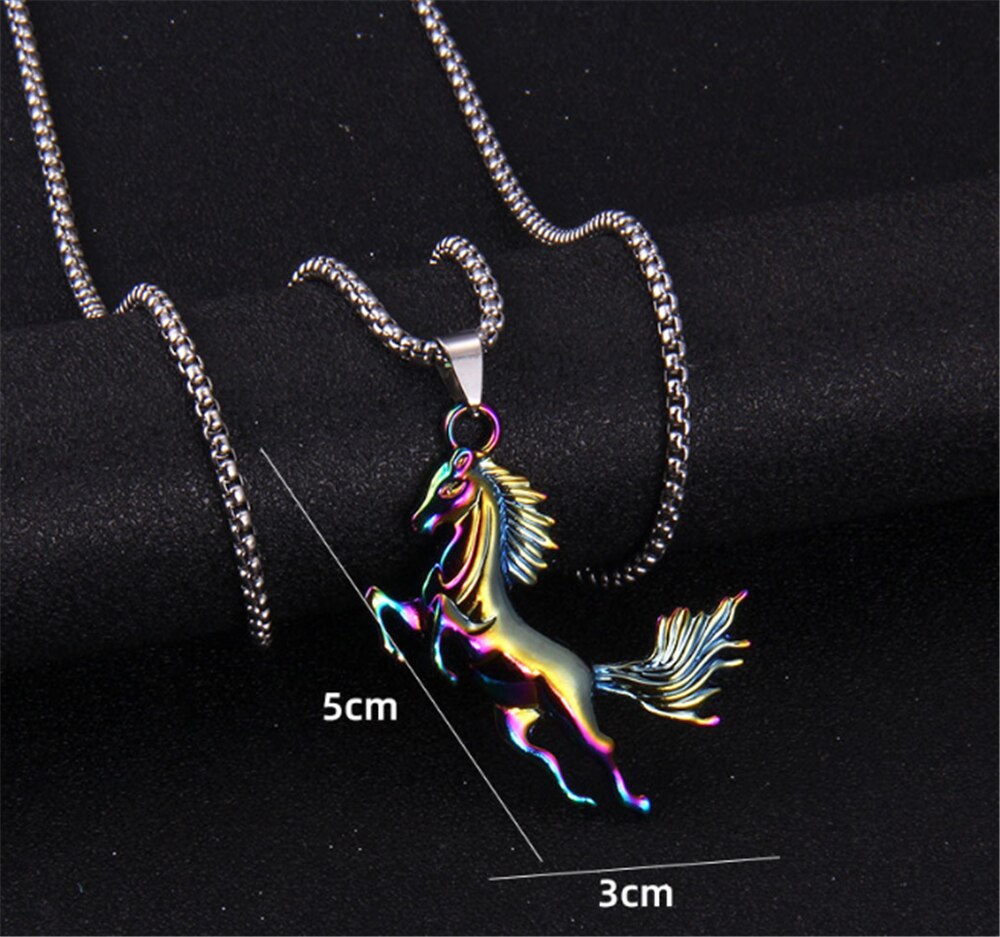 Antique Colorful Peacock Elk Horse Snowflake Feather Necklace Personality Cool Popular Pendant Necklace