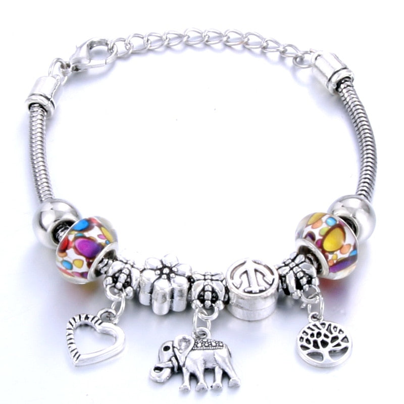 Antique Original Heart-Shaped buena suehe Charm Bracelets For Women Glass Beads Brand Bracelet & Bangle DIY Jewelry Gifts