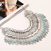 Antique Silver Color Vintage Tassel Pendant Woman Necklace Choker Jewelry Maxi Chunky Vintage Indian Necklaces