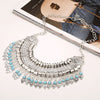 Antique Silver Color Vintage Tassel Pendant Woman Necklace Choker Jewelry Maxi Chunky Vintage Indian Necklaces