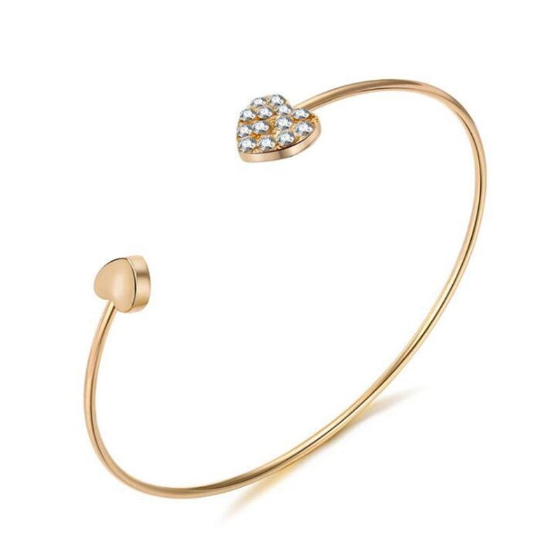 Antique Silver Love Charming Bracelets For Women Lover Jewelry Double Heart Opening Bracelet & Bangles Pulseras Mujer Gift