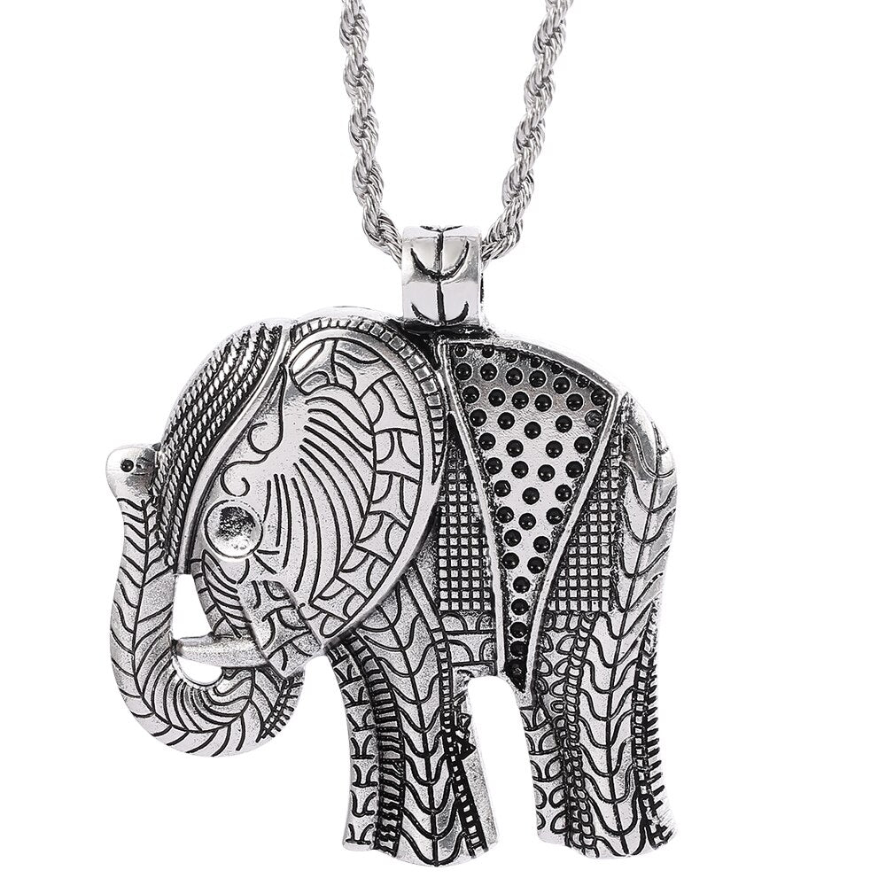 Antiquity Elephant India Pendant Necklace Vintage Auspicious Africa Animal Collar Jewelry For Man Women Collar Accessori
