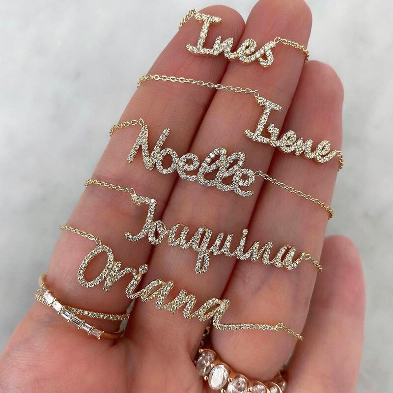 Any Name Custom Necklace For Women Cuban Chain Iced Out Zirconia Necklace Personalized Stainless Steel Jewelry Mother's Day Gift