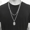 Aomu - men's and women's long chain nelace with metal pendant, 3-piece set, long chain hip-hop, jewelry gifts, punk cross