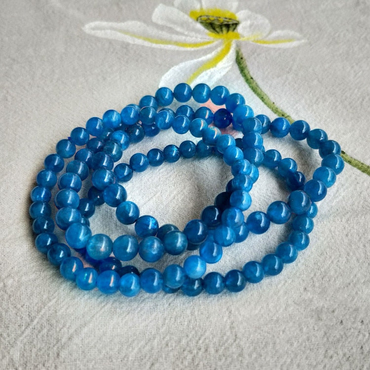 Apatite round blue 6-7mm bracelet 7.5inch   beads nature AA