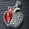 Apple Natural Necklace Women Garnet 925 Silver Red Stone Necklace Pendants Jewelry Collier Femme 16x19mm