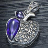 Apple Natural Necklace Women Garnet 925 Silver Red Stone Necklace Pendants Jewelry Collier Femme 16x19mm