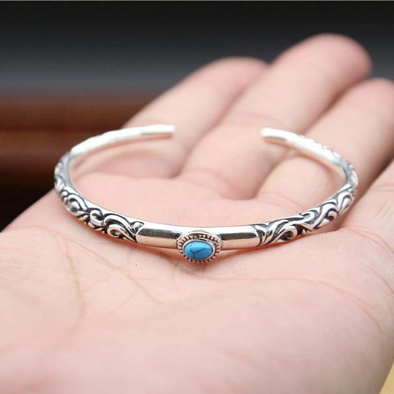 Arabesque Pattern Bangles 100% Real 925 Sterling Silver Bracelet Bangle for Men or Women Fine Jewelry GB37