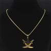 Arabic Retro Imam Ali Sword Muslim Islam Knife Statement Necklace Stainless Steel Necklaces Men Gold ColorJewelry N4517S02
