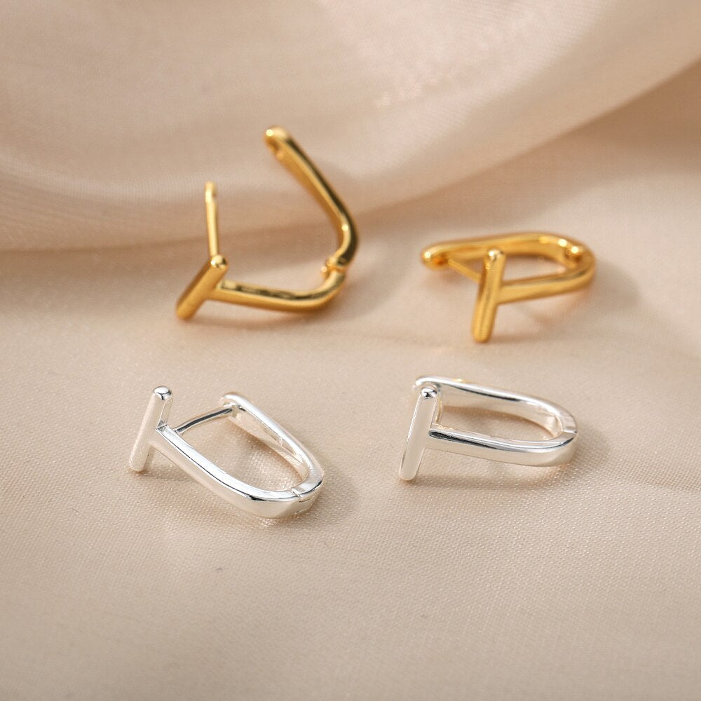 Arc Earrings For Women Stainless Steel Geometric Gold Color Hoop Earring Cute Minimalist Jewelry Couple Gift Bijoux Femme 2023