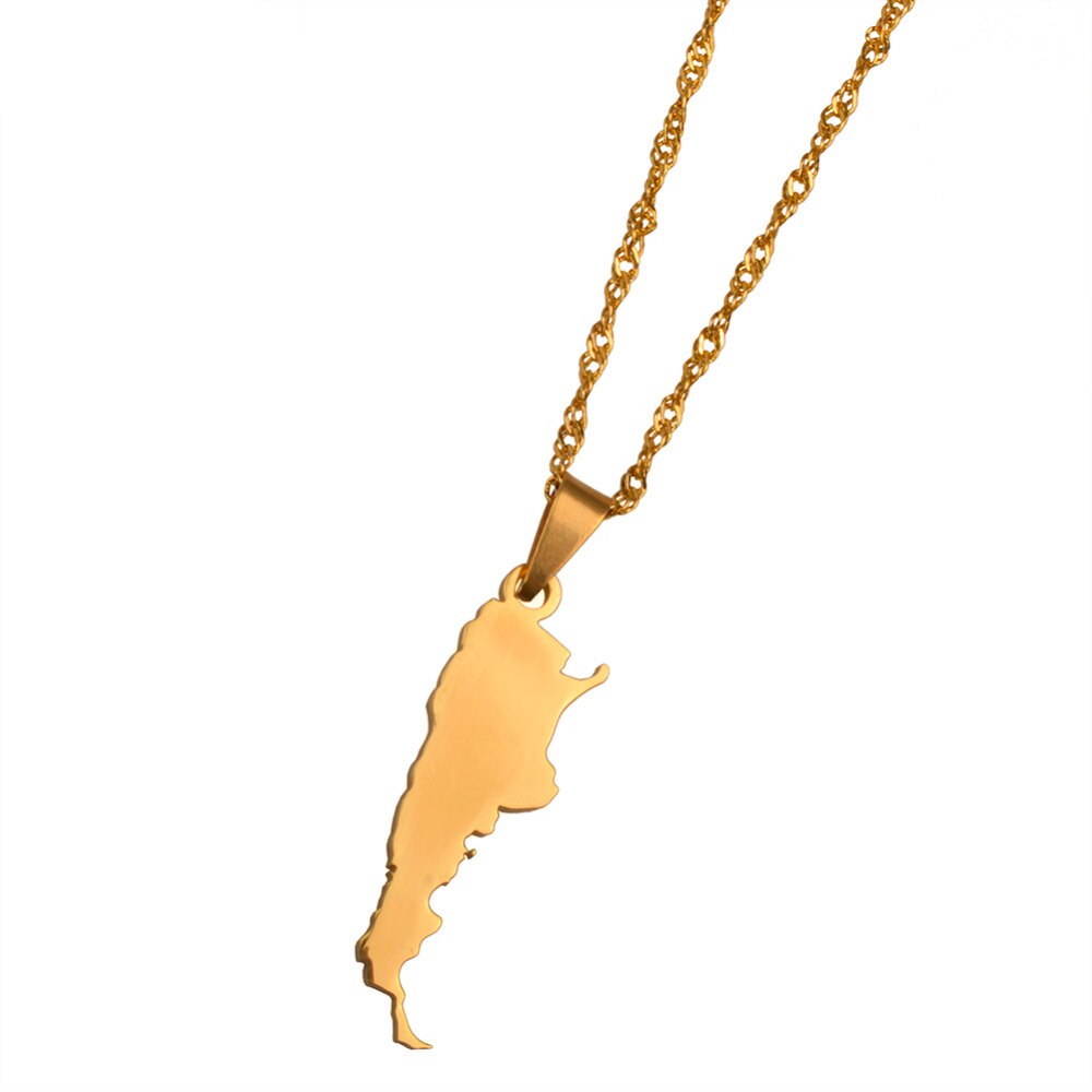 Argentina Map Gold Color Pendant Necklaces Charm Argentine Maps for Women Jewelry Patriotic Gifts  #J0325