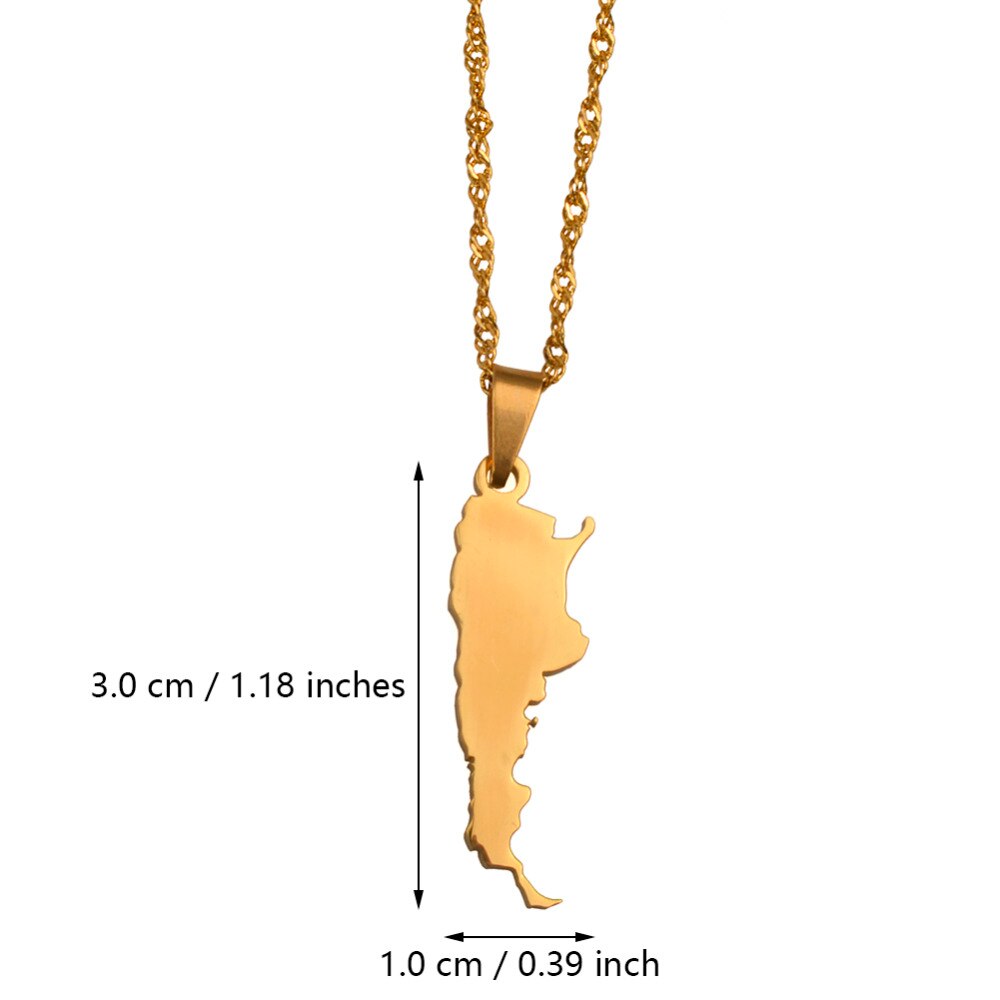 Argentina Map Gold Color Pendant Necklaces Charm Argentine Maps for Women Jewelry Patriotic Gifts  #J0325