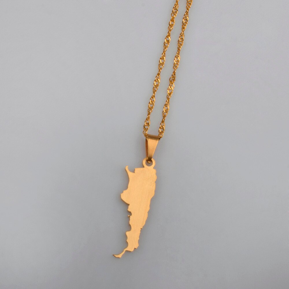 Argentina Map Gold Color Pendant Necklaces Charm Argentine Maps for Women Jewelry Patriotic Gifts  #J0325