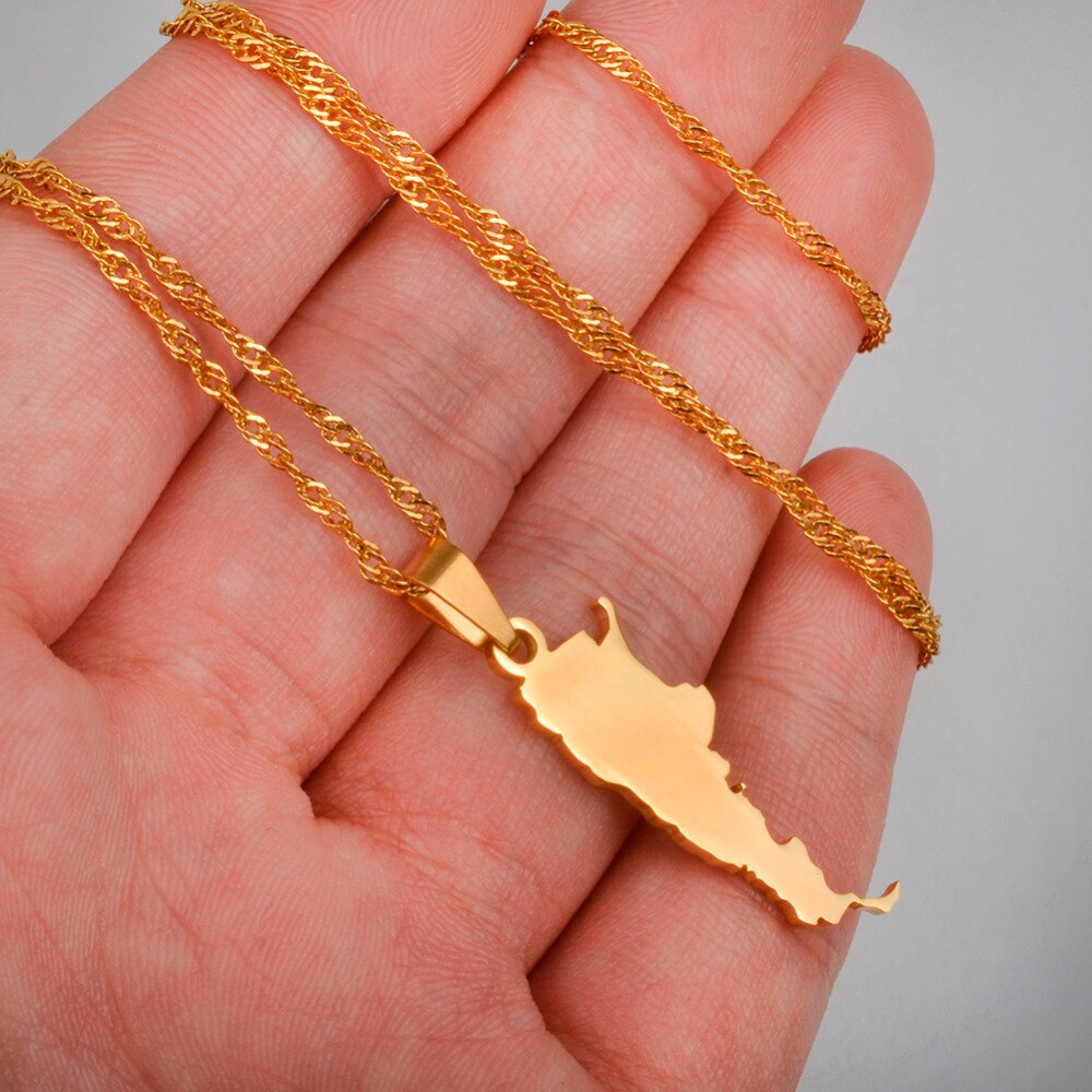 Argentina Map Gold Color Pendant Necklaces Charm Argentine Maps for Women Jewelry Patriotic Gifts  #J0325