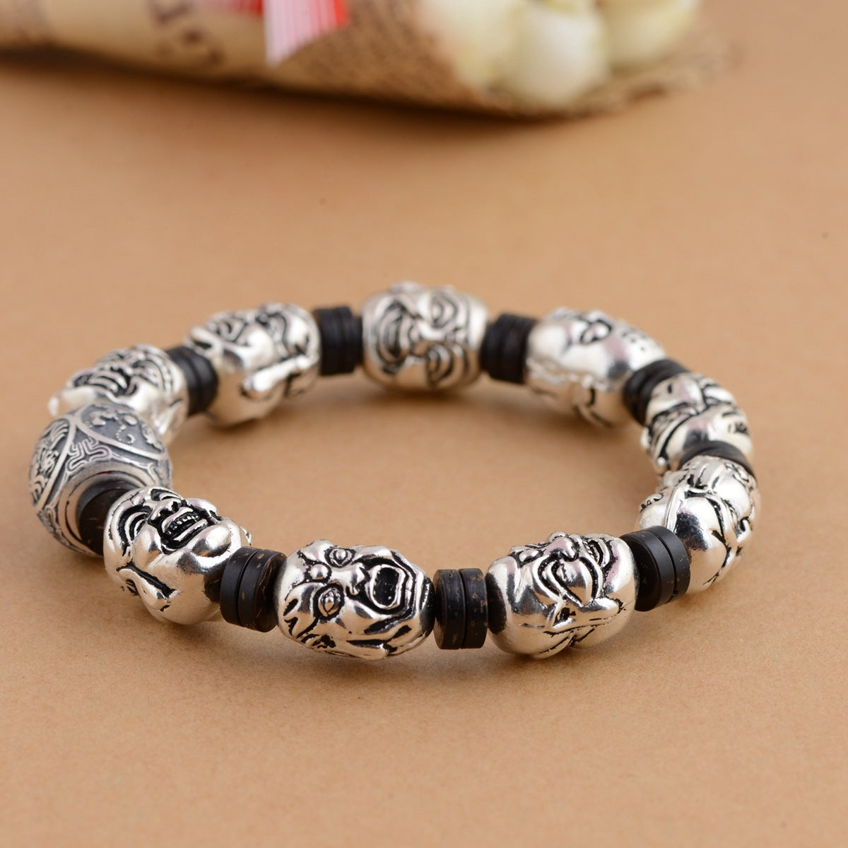 Armbanden Voor Vrouwen New Arrival Jewelry S925 Pure Thai Retro Craft 18 Arhats Beads Bracelet With Four Great God Beast