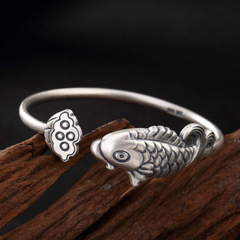 Armbanden Voor Vrouwen S999 Fine Carp Lotus Opening Restoring Ancient Ways Mr Ring Wholesale Sterling Bracelet Lady Personality