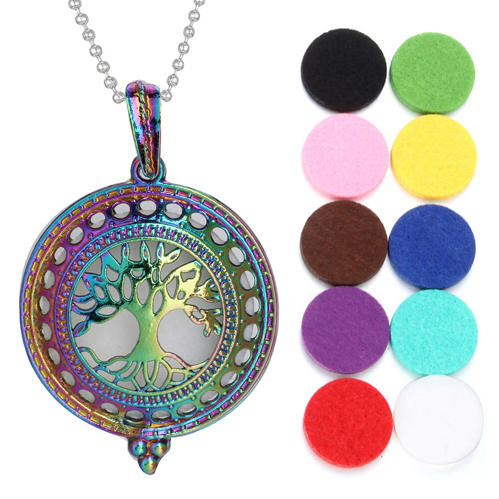 Aromatherapy Jewelry Essential Oil Diffuser Necklace Colorful Pendants Lockets Aroma Diffuser Perfume Necklace Free 10 Pads