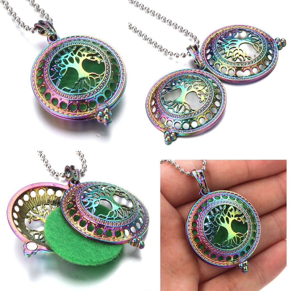 Aromatherapy Jewelry Essential Oil Diffuser Necklace Colorful Pendants Lockets Aroma Diffuser Perfume Necklace Free 10 Pads