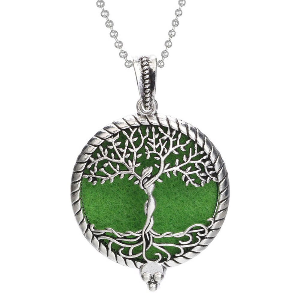 Aromatherapy Necklace Tree of Life Diffuser Jewelry Vintage Open Locket Pendant Essential Oil Perfume Aroma Diffuser Necklace