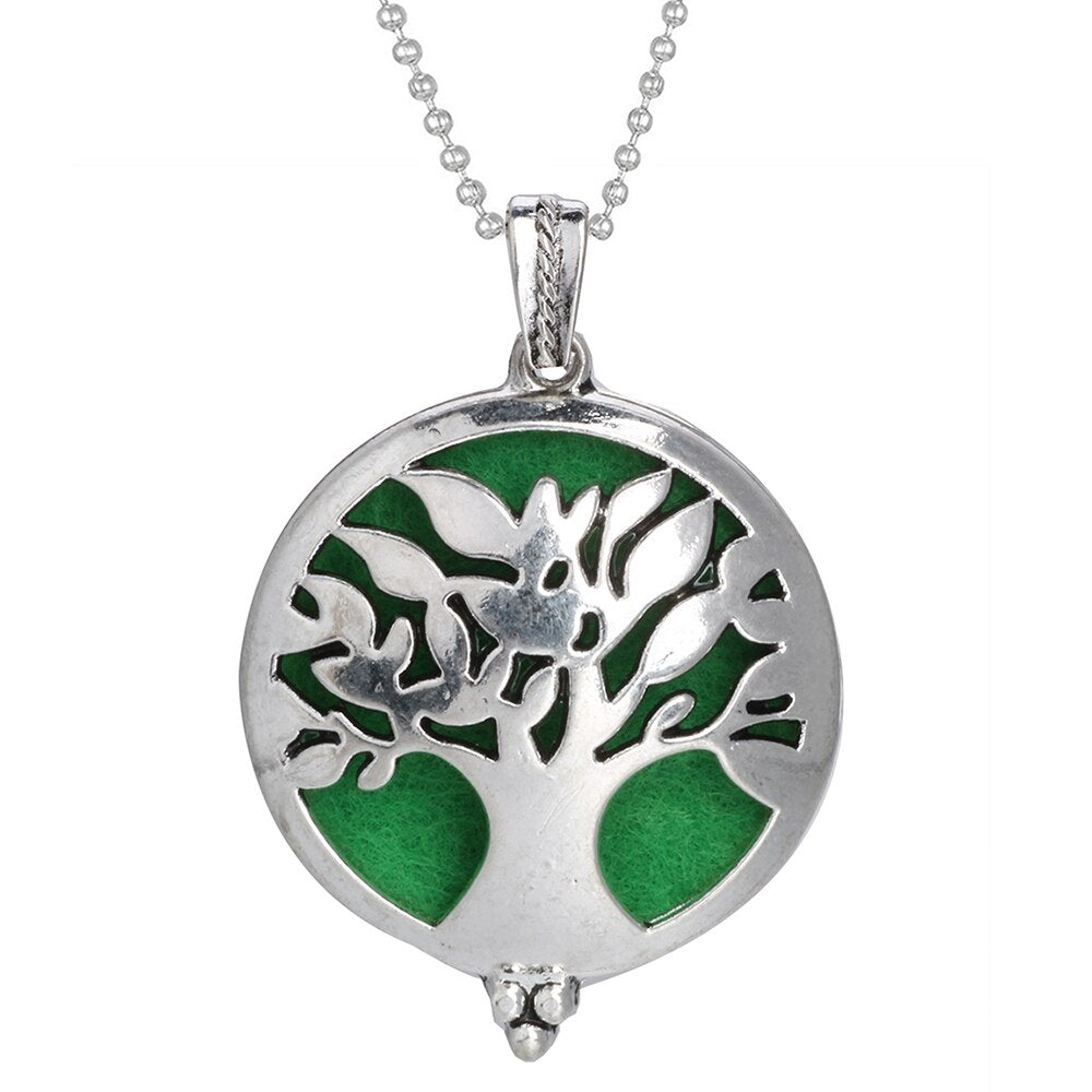 Aromatherapy Necklace Tree of Life Diffuser Jewelry Vintage Open Locket Pendant Essential Oil Perfume Aroma Diffuser Necklace