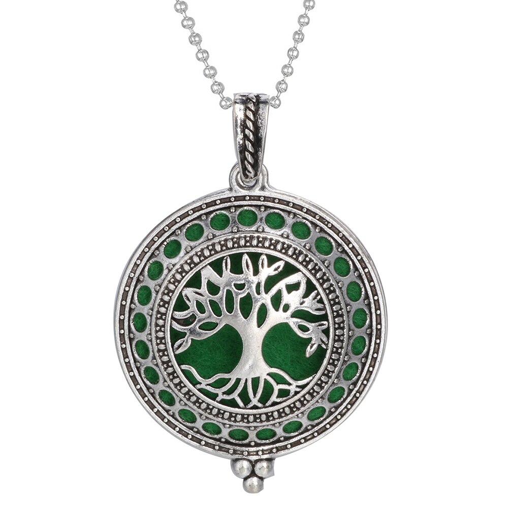 Aromatherapy Necklace Tree of Life Diffuser Jewelry Vintage Open Locket Pendant Essential Oil Perfume Aroma Diffuser Necklace