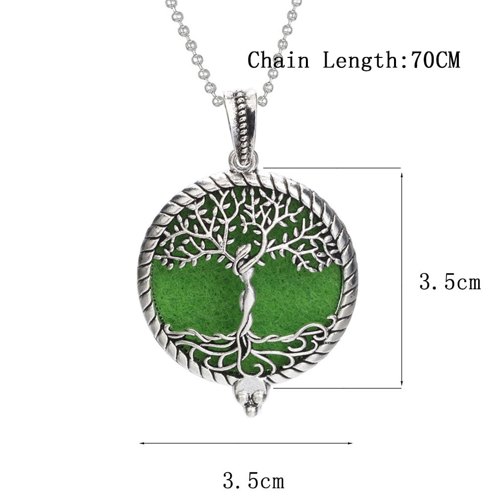 Aromatherapy Necklace Tree of Life Diffuser Jewelry Vintage Open Locket Pendant Essential Oil Perfume Aroma Diffuser Necklace
