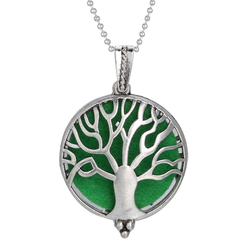 Aromatherapy Necklace Tree of Life Diffuser Jewelry Vintage Open Locket Pendant Essential Oil Perfume Aroma Diffuser Necklace