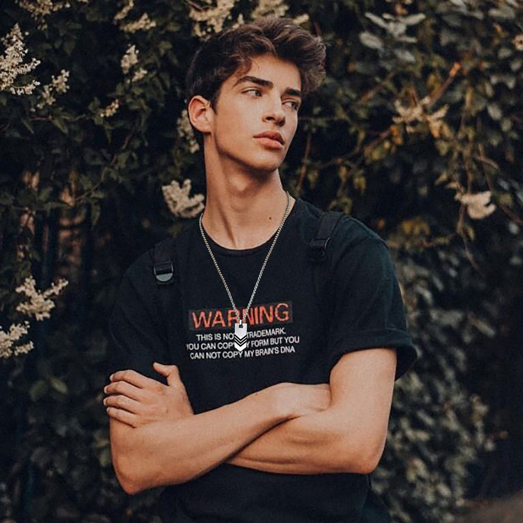 Arrow Tag Necklace, Stainless Steel V Chevron Pendant Men Dainty Jewelry