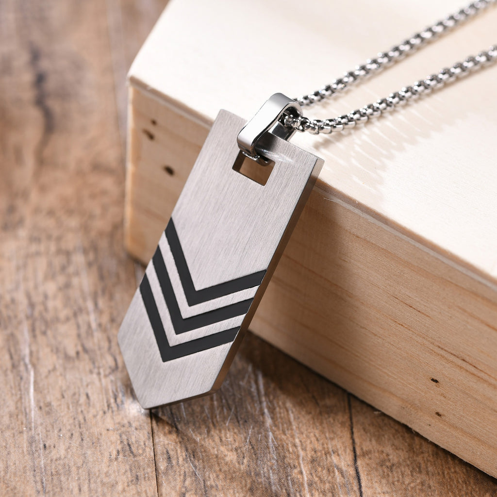 Arrow Tag Necklace, Stainless Steel V Chevron Pendant Men Dainty Jewelry