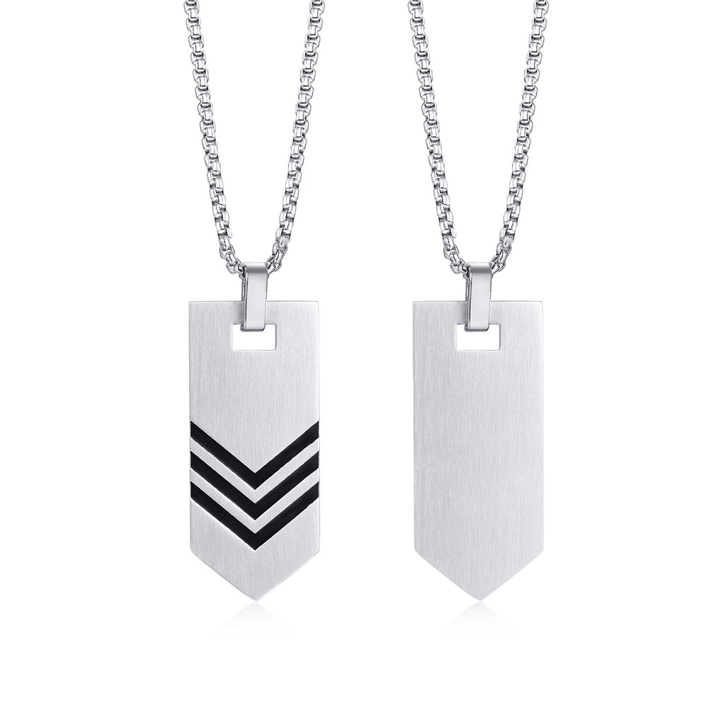 Arrow Tag Necklace, Stainless Steel V Chevron Pendant Men Dainty Jewelry