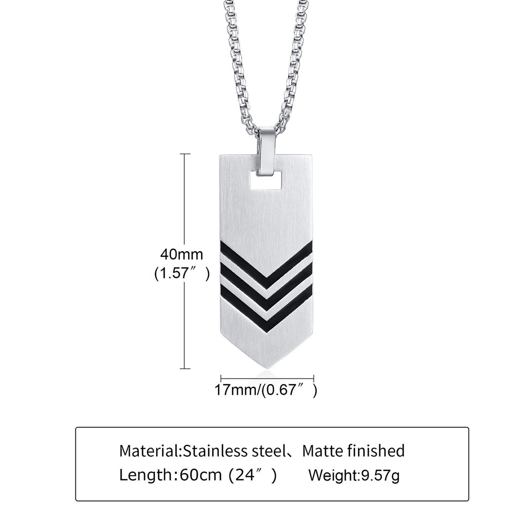 Arrow Tag Necklace, Stainless Steel V Chevron Pendant Men Dainty Jewelry