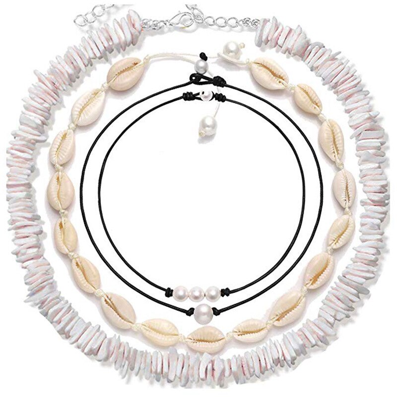 Artilady natural puka shell choker necklace women simulated pearl cowrie necklaces for women beach jewelry gift
