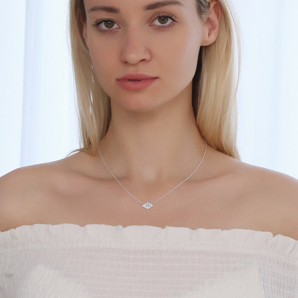 Ascona Trendy Cubic Zirconia Evil Eye Pendant Necklace For Women Korean Minimalist Necklace Girls Gifts Party Jewelry Colares