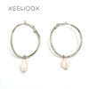 Asymmetric Statement Earring White Baroque Pearl Ball Circle Drop Earring 14k Yellow Gold Color Designer Creative Gift