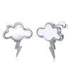 Asymmetric Stud Earrings Sterling Silver Sun And Cloud Shape Ear Studs With Zircon Fine Jewelry fit Wedding For Female Lady Gift