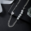Asymmetrical Stitching Pearl Necklace Cross Clavicle Chain Collar Personality Choker Accessories Jewelry Girlfriend Gift